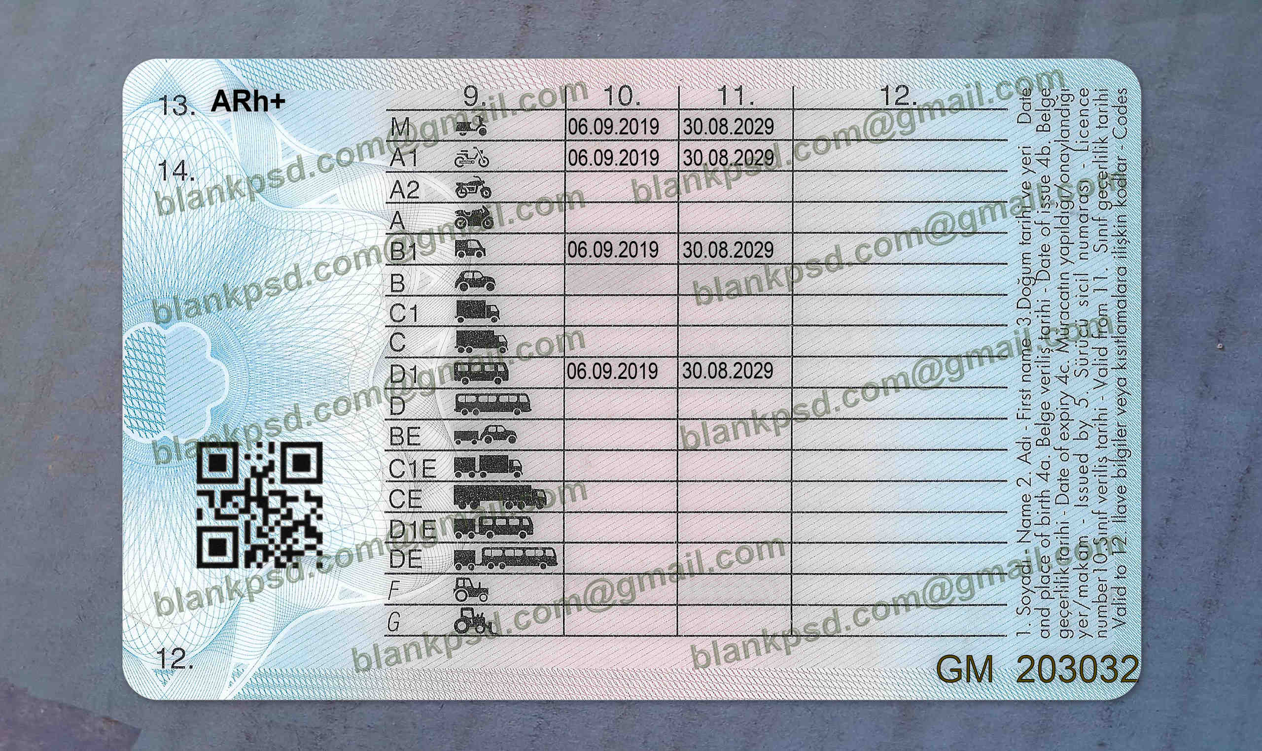 turkey drivers license back turkey drivers license back