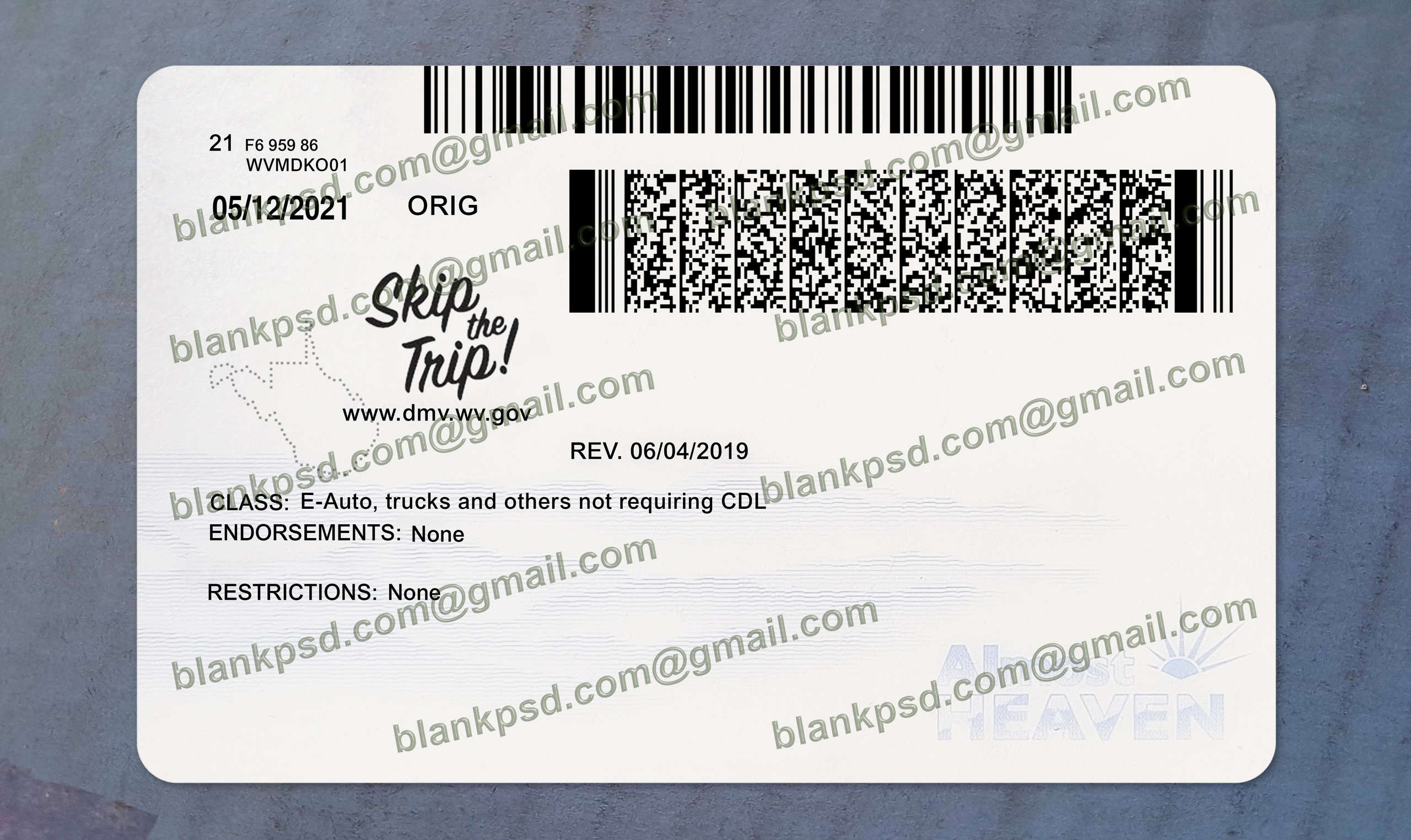 west virginia drivers license back west virginia drivers license back